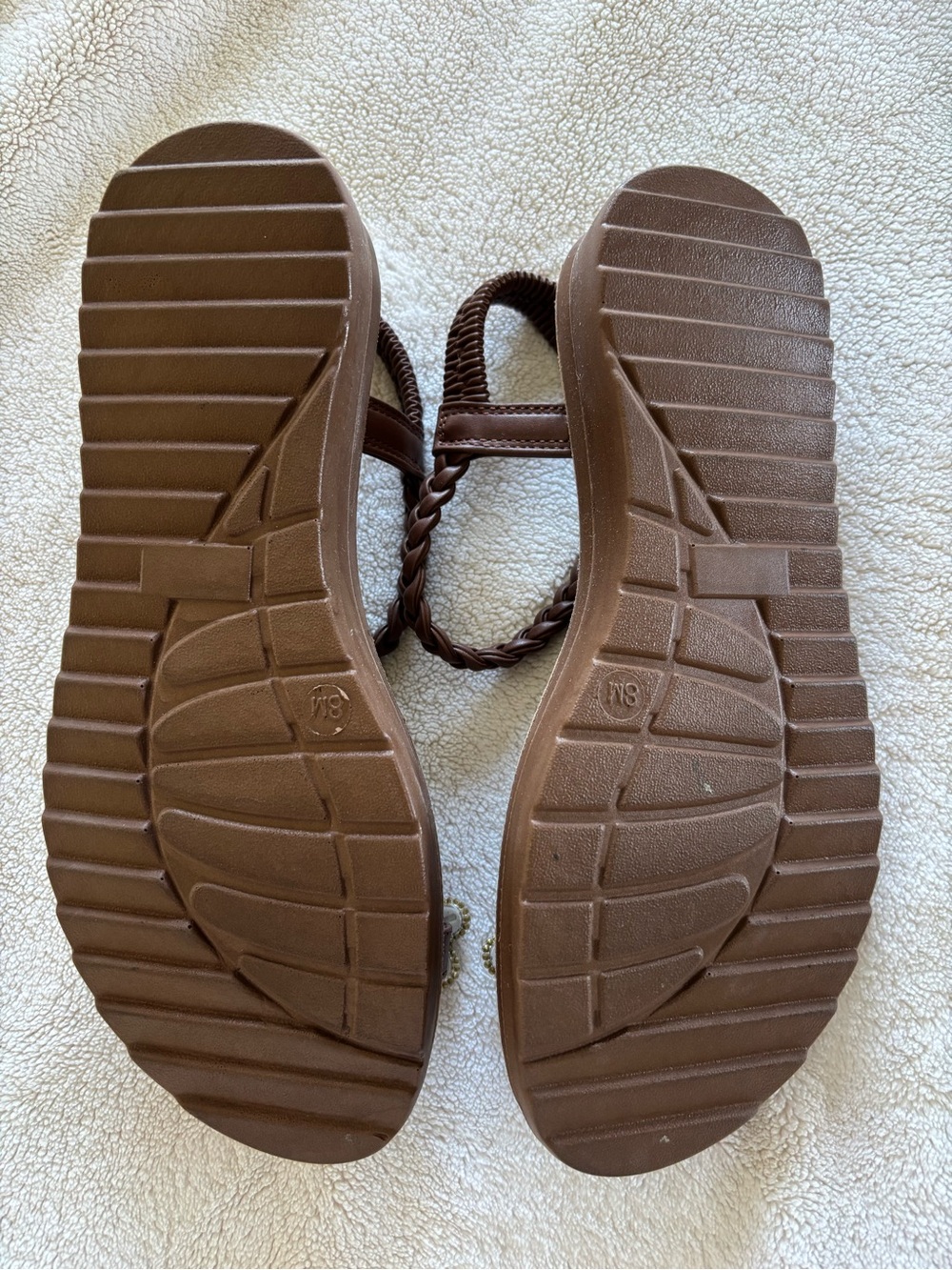 Brown Jeweled Braided Thong Sandals - Brown size 8 - Picture 4 of 4